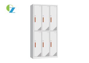 Wholesale Gym Steel Office Lockers 6 Door Storage With Red Steel Handle from china suppliers