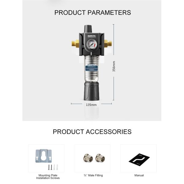Practical Reusable Water Filter Prefilter , 50 Micron Pre Filtration Water Treatment
