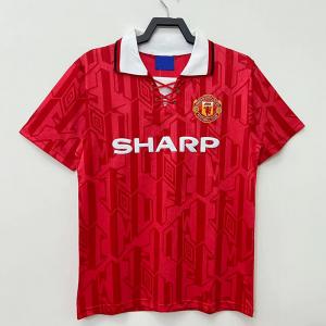 Wholesale Classic Red Retro Soccer Jerseys Old Football Kits White Collar Cuffs from china suppliers