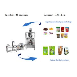 China Automatic Nuts Cookie Premade Bag Packing Machine Multihead Weigher on sale
