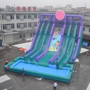Wholesale 0.55mm PVC Customized 4 Lanes Inflatable Water Slide With Pool For Adult Or Kids from china suppliers