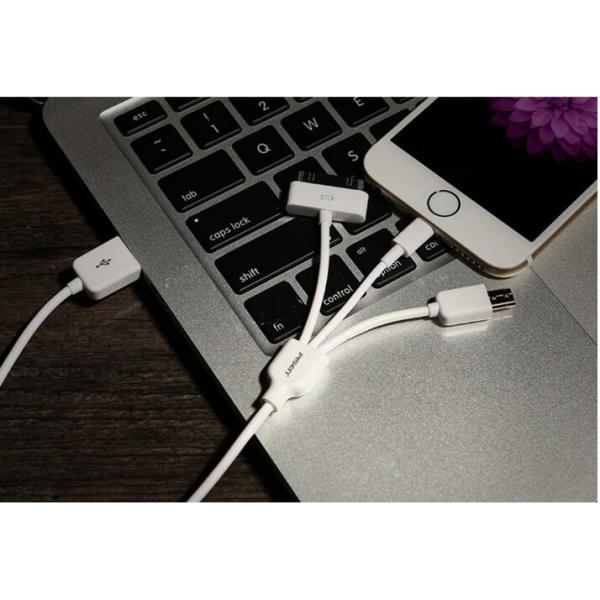 original 3 in 1 Pisen USB cable with package, Iphone 4(S) USB cable+ Apple Lightning USB cable+Android USB cable