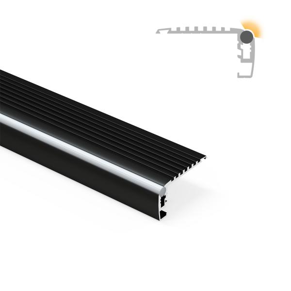 6063 Aluminum LED Step Light Profile 43.37x22.5mm with PC Diffuser