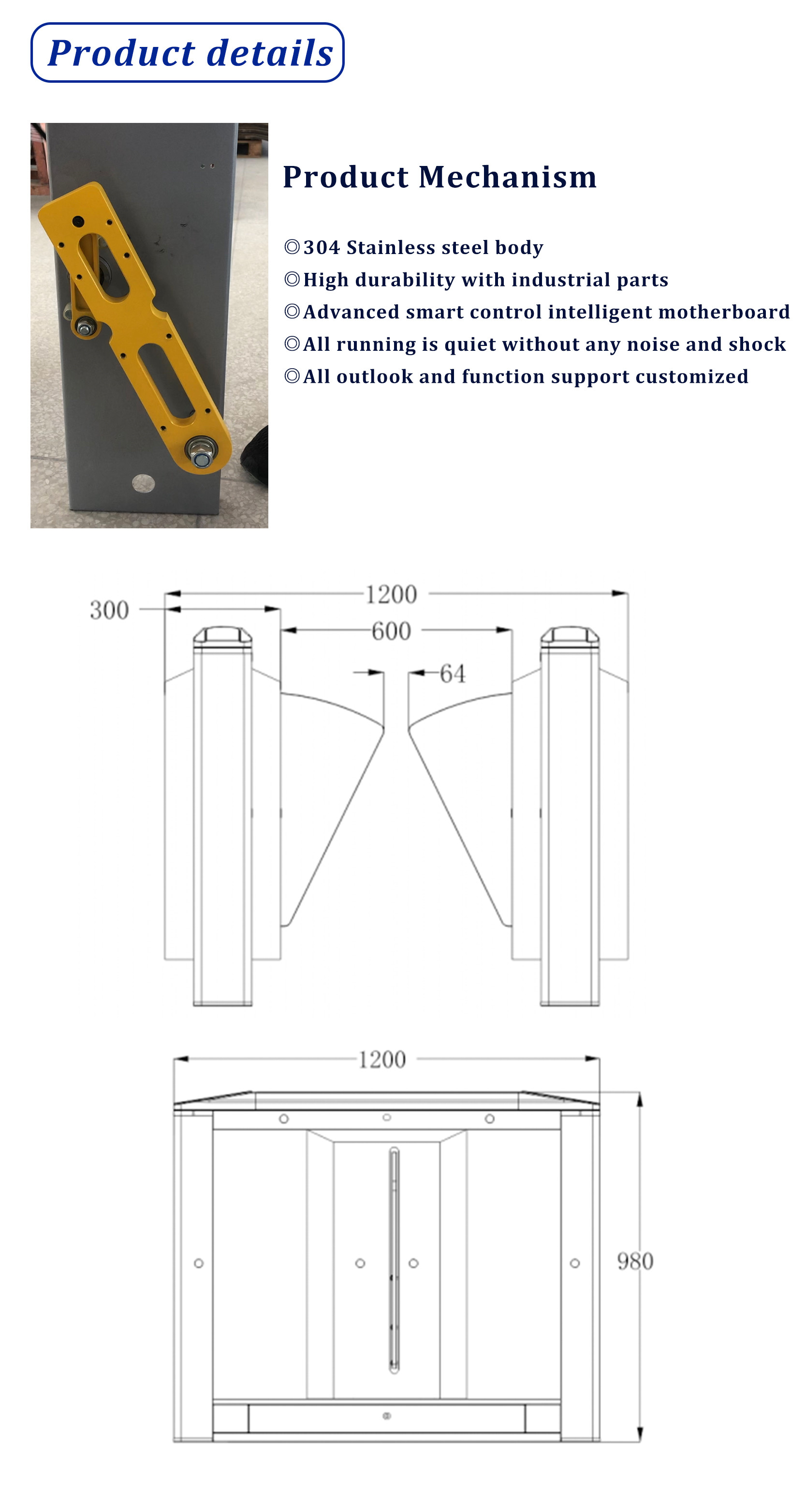 Flap Barrier Tripod Pedestrian Access Control Gates RFID Access Control
