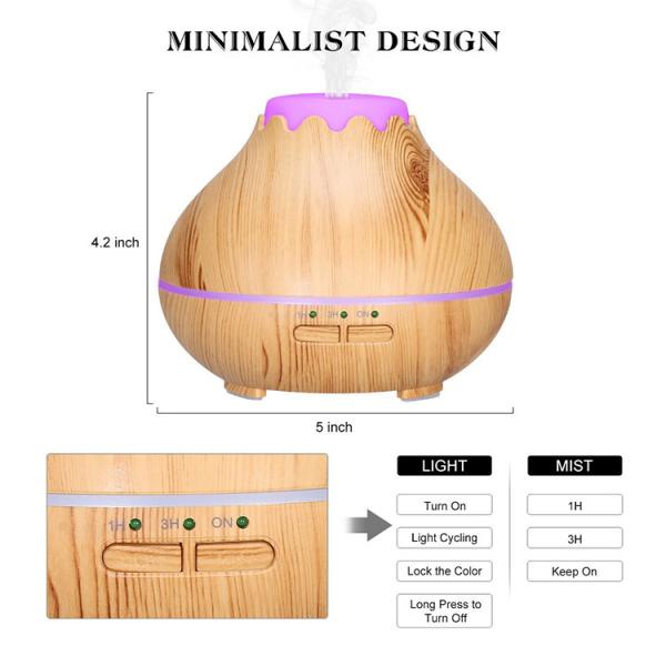 Auto Shut Off 150ml Ultrasonic Wood Grain Aromatherapy Diffuser