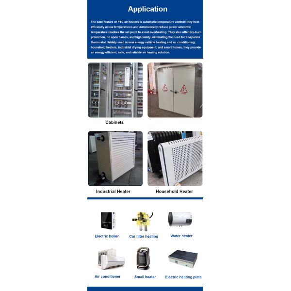 High Efficiency Energy Saving Self-Controlled Temperature PTC Air Heater for Industrial and Home Use