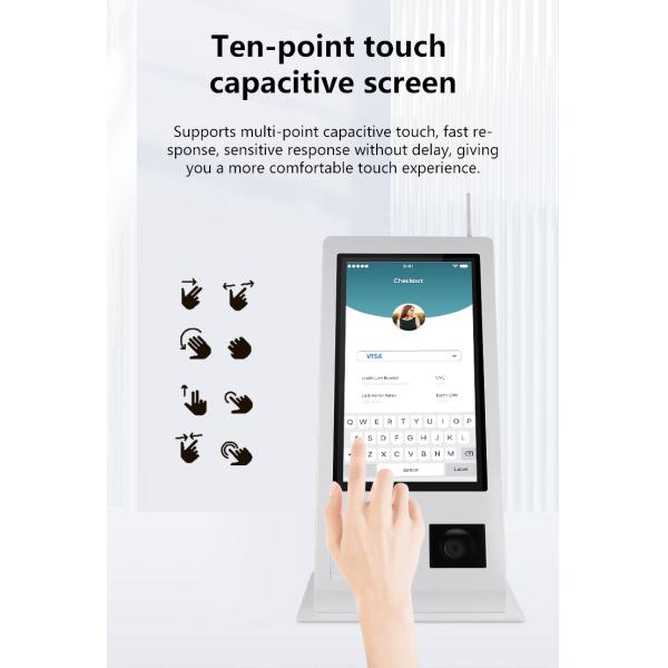 15.6" Self-Service POS Machine with Win 10 Operation System Touch Screen Scanner Printer NFC QR Code Reader