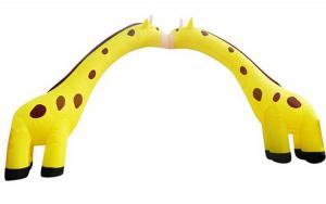 Wholesale 0.5mm reinforced Oxford material Cheap inflatable yellow giraffe shaped arch from china suppliers