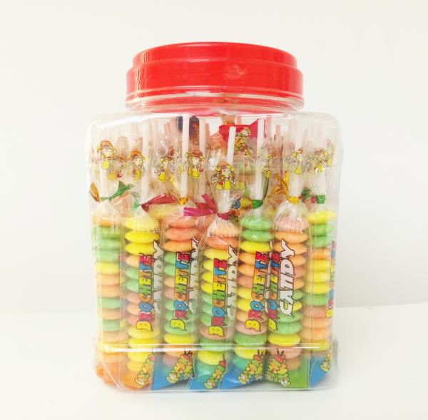 Quality Multi Fruit Flavor Baby Compressed Candy Brochette In Plastic Jars Taste Sweet And Sour for sale