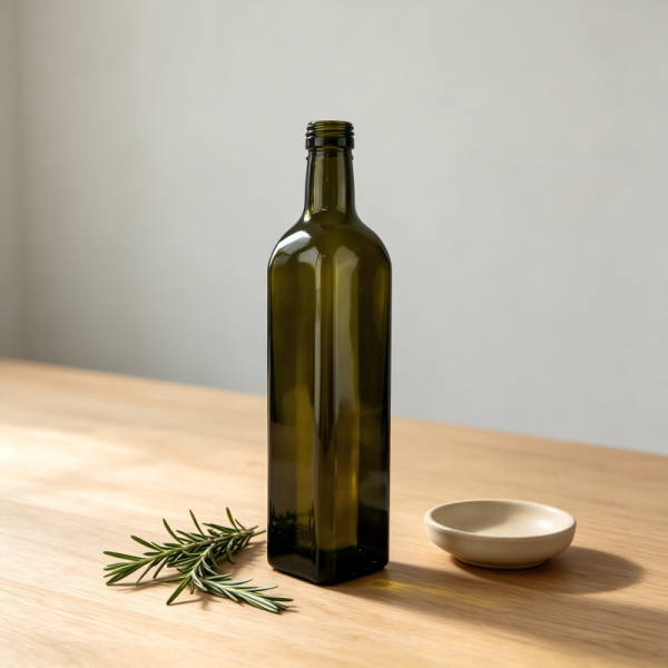 750ml Marasca Glass Bottle Screw Cap Square Olive Oil Packaging Container 535g 6719S-2