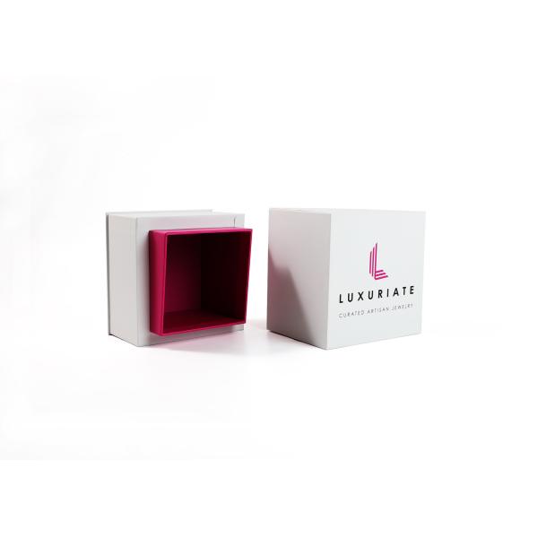 CMYK Rigid Candle Boxes , Embossing Shoulder Neck Box With Lift Off Lid