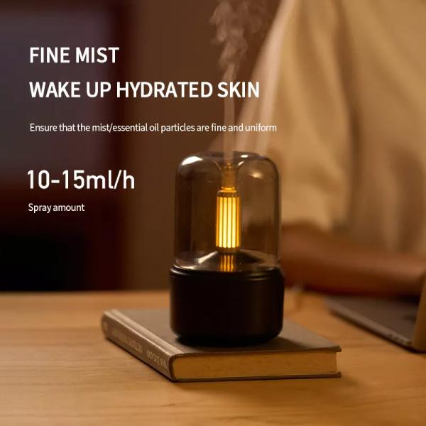 H2o Spray Mist Maker Fogger Aroma Diffuser Essential Oil Car Air Humidifier Mini Atmosphere Simulation Candle Light Humidifier