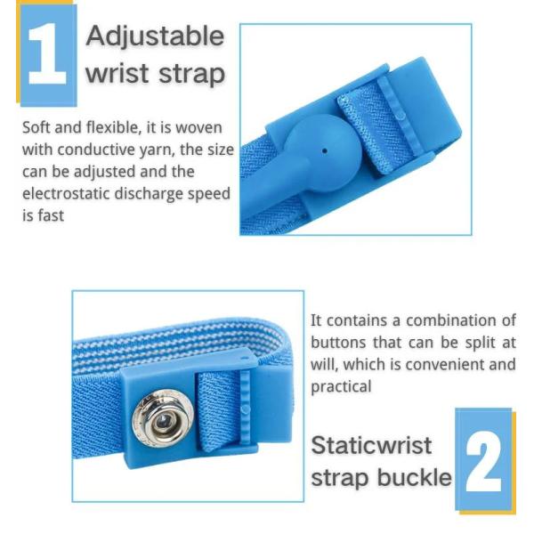 Adjustable ESD Wrist Strap Antistatic Wristband Electrostatic Discharge Grounding Strap