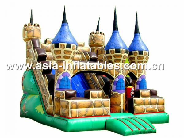 Quality Hot Rental Inflatable Dry Slide With Bouncy Castle For Children Park Games for sale