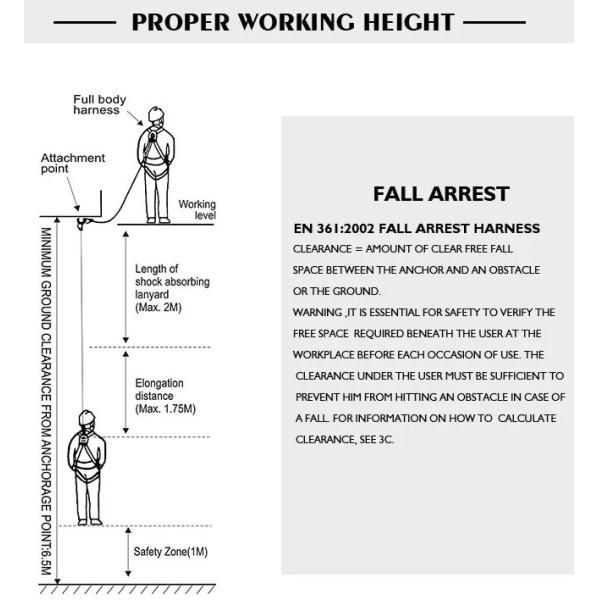 1250mm 22.2KN Strength Safety Belt with 100% Polyester Safety Harness for Elevated Work Platforms