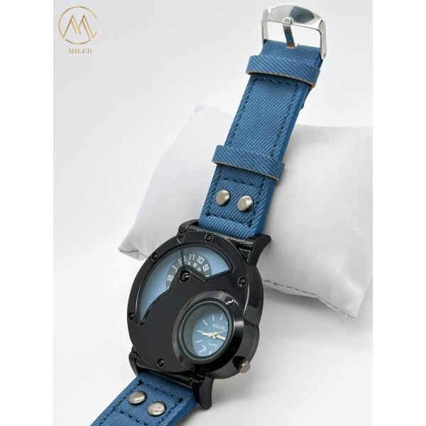 Creative Design Quartz Watch With Durable Denim Leather Strap For Teenagers