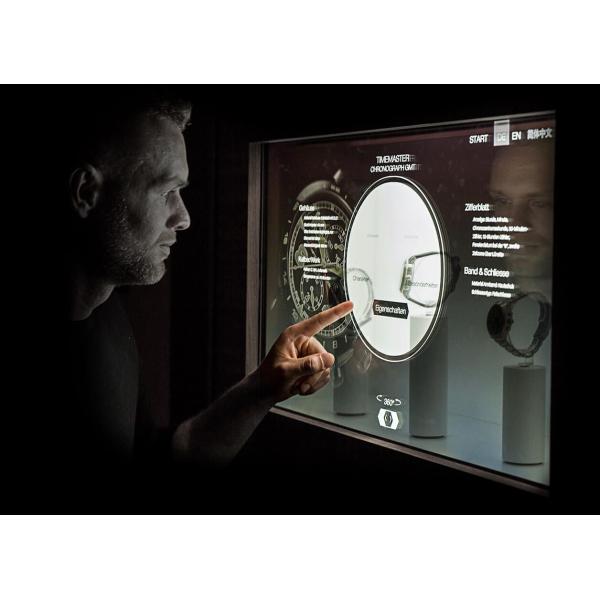 55'' Clear Lcd Display Box True Multi Touch Toughened Safety Glass Material