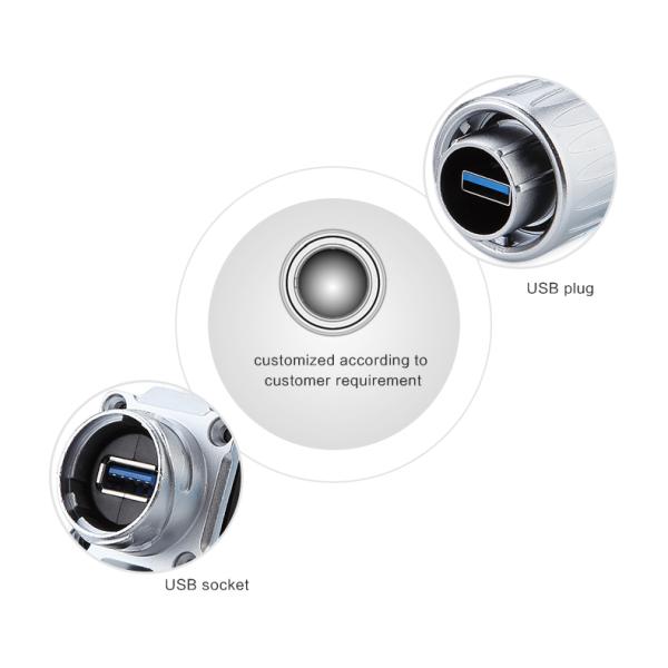 CNLINKO Usb Cable Connector Panel Mount Plug Socket With Dust Cover Ip67 Waterproof Rugged Usb Connector