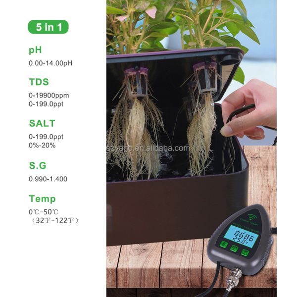 High Precision Digital PH Meter with 0.990-1.400 S.G and 100mm*75mm*22mm Dimensions Water Quality Tester