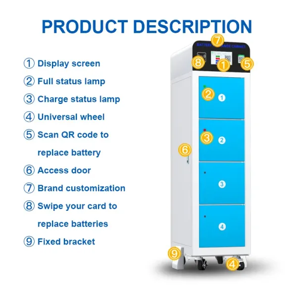 Custom 4 Slot Battery Swapping Cabinet Change Station For Electric 3/4 Wheeler Car