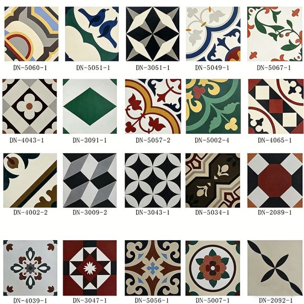 Encaustic Cement Tiles Custom Handmade Patterns Floor & Wall Tile for Hotel Villa Restaurant 200*200mm Matte Surface