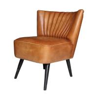 Brown Dinning Office Antique Leather Armchairs With Iron Legs for sale