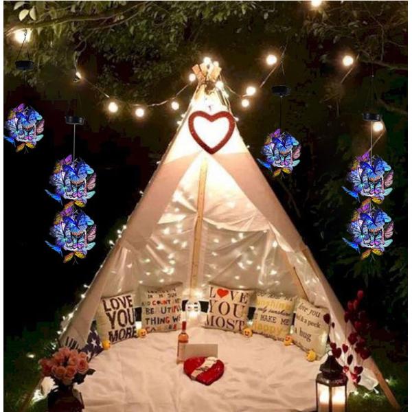Solar Garden Decorative Light Creative Iron Butterfly Ball Hanging Light Outdoor Garden Square Landscape Atmosphere Hang