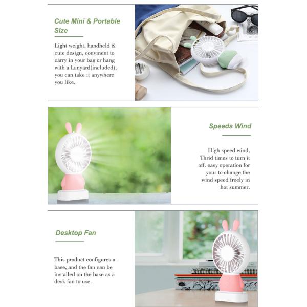 Linglong Rabbit fan usb rechargeable promotional plastic hand held fan