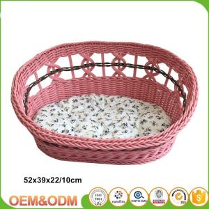 Wholesale Wicker pet basket willow dog house wicker cat bed M size with mat from china suppliers