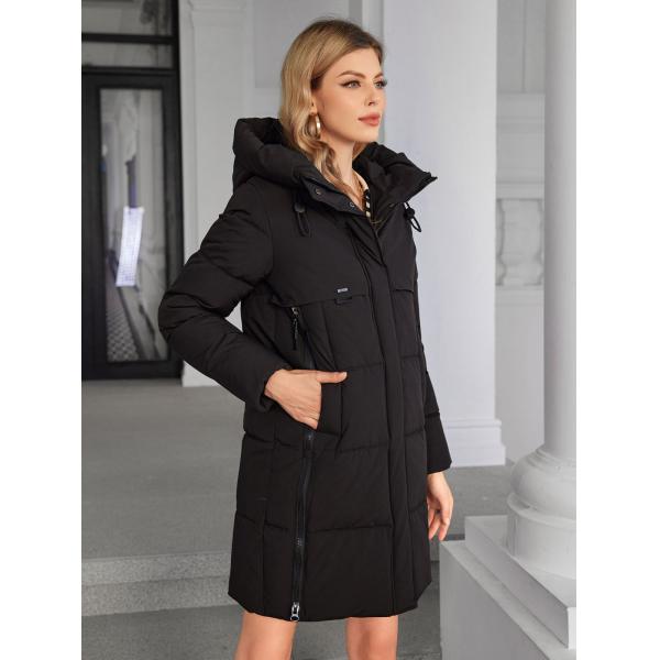 Fluff Womens Puffer Coat Mid Length Size 42-50 Knee Length Down Parka