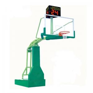 China Arm Length 3.35M Basketball Hoop Stand With Toughened Glass Backboard Material on sale