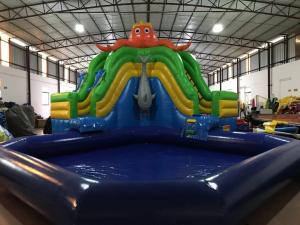 China Octopus Large 0.55mm Inflatable Bounce House Water Slide on sale