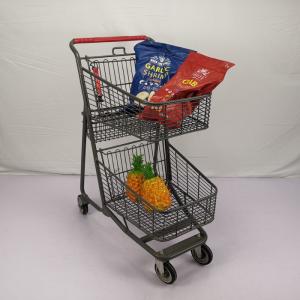 China CE Customizable Gray Shopping Basket Trolley Chain Supermarket Grocery Cart With 4'' PU Wheels on sale