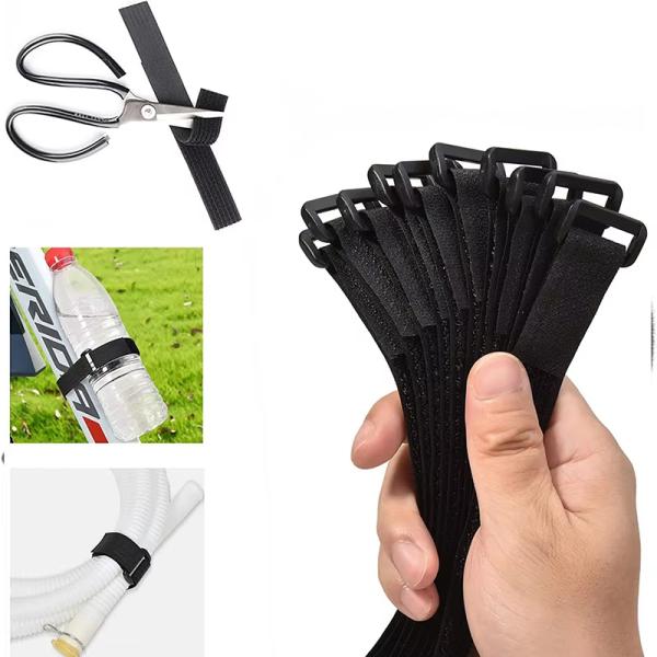 Nylon Hook And Loop Strap Black Velcro Straps Customized Color Size