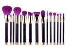 15 Pieces Popular Makeup Brushes Made Of Three Color Nylon Hair And Gold