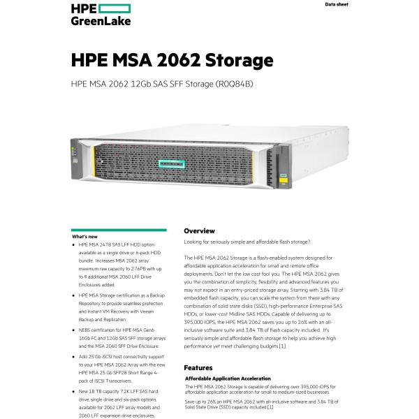 MSA 2062 12Gb SAS SFF Storage Dual Controller