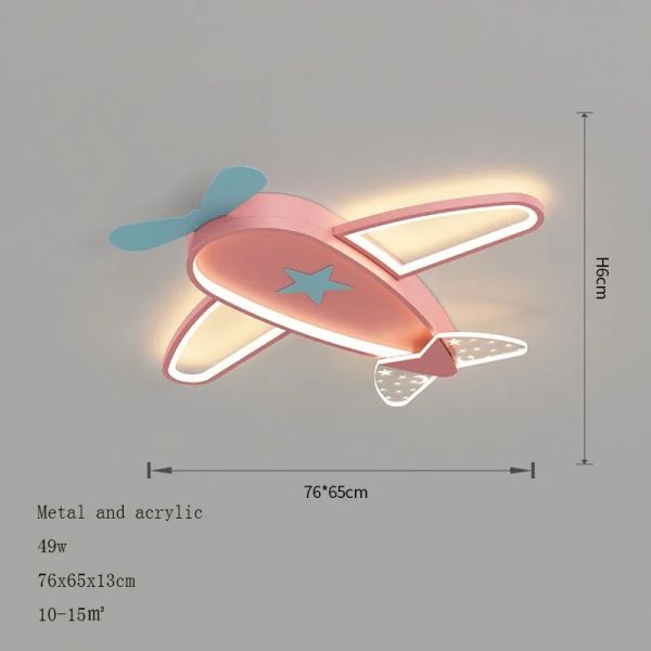Kids Children Room LED Ceiling Fans Dimmable Remote Control Creative Plane Ceiling Fan With LED Light (WH-CLL-64)