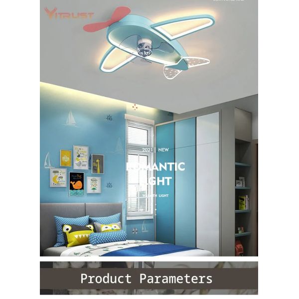 Kids Children Room LED Ceiling Fans Dimmable Remote Control Creative Plane Ceiling Fan With LED Light (WH-CLL-64)