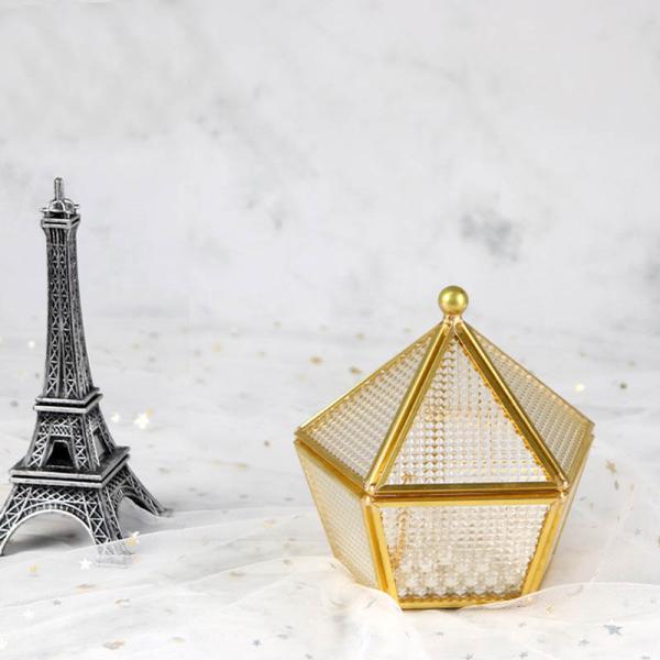 Pentagonal glass artifact cover greenhouse jewelry beads gift storage box desktop ornaments flower glass cover wholesale