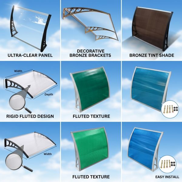 Adjustable Extend Length PC Canopy Balcony Awnings Durable Transparent Polycarbonate Sheet Shelter Designed for Outdoor Business