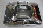Rectangular Stainless Steel Cookwares with Glass Window Mechanical Hinge Lid /