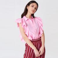 Lady Clothing Pink Frill Women Shirt for sale