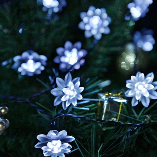 Holiday Decorative Solar String Light with Lotus Design and Solar Power for Outdoor