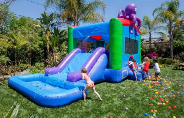 Toddler Inflatable Pvc Water Slide With Octopus Bounce House