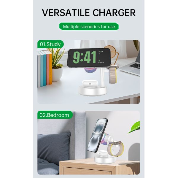 All in one Bluetooth Speaker and Wireless Charger Combo with Qi2.2 Certificate