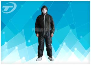 China Black Disposable Coveralls Suit Waterproof With Knitted Cuff on sale