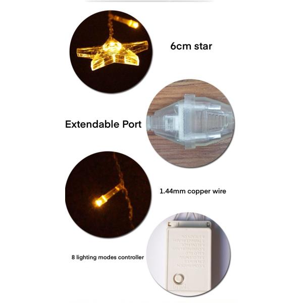 Christmas Snowflake String 10ft 96LEDs Fairy Lights 8 Modes Twinkle Lighting Indoor Outdoor Hanging Snowflakes for Bedroom Home