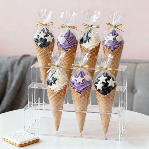 Customizable Clear Cellophane Plastic Popcorn Bag Cone Cellophane Bag For Food Packaging