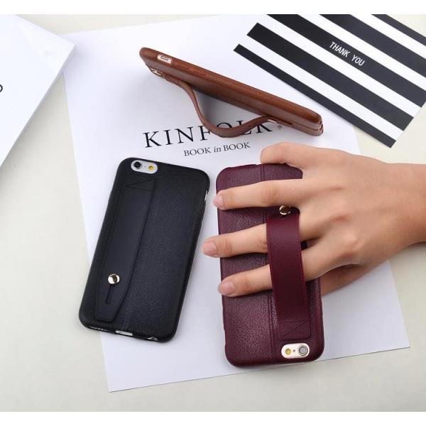 Leather pattern TPU pure color shockproof ultra thin brown soft case with stand for IphoneX 8 7plus 6s