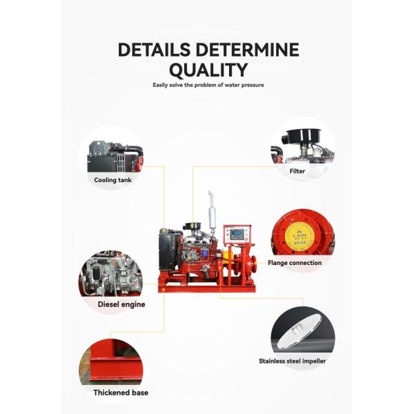 Indoor Diesel Engine Fire Pump Set 2900r/Min With Stainless Steel Pipe